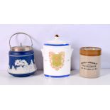 A Vintage Ringtons Centenary porcelain Tea caddy together with a Fortnum and Mason stone ware Stilto