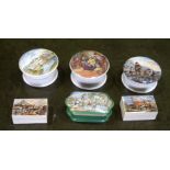 SIX ANTIQUE PRATTWARE BOXES. (6)