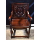 A TUDOR STYLE PORTRAIT CHAIR. 98 cm x 42 cm.