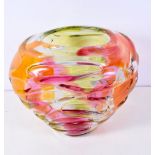 A large glass vase signed by Mihai Topescu 25 cm.