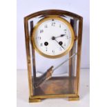 A 19th Century French four glass brass surround mantle clock by Samuel Marti 26 cm.