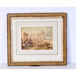 A small framed Greek School watercolour of Doric Temple 15 x 21 cm .