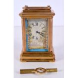 A MINIATURE SEVRES STYLE CARRIAGE CLOCK. 7.5 cm x 5 cm.