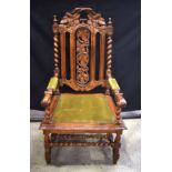 AN ANTIQUE BOBBIN TWIST BAROQUE TYPE CHAIR. 105 cm x 17.5 cm x 58 cm.