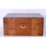 An antique wooden inlaid box 13 x 27 x 19cm.