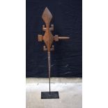 An African wooden carved Tribal Granary lock in the shape of a Lizard 125 x 40 cm.
