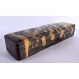 A 19TH CENTURY JAPANESE MEIJI PERIOD BLACK LACQUER BOX AND COVER decorated with fowl in landscapes.