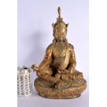 A LARGE 19TH CENTURY CHINESE TIBETAN BRONZE FIGURE OF A BUDDHA modelled holding a stupa. 38 cm x 15