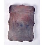 A SILVER CARD CASE WITH ENGINE TURNED DECORATION AND INSCRIBED "TO MOTHER DEC 25 1859". With a Geo