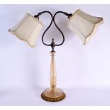 A VINTAGE MURANO TWIN BRANCH GLASS LAMP. 56 cm x 32 cm.