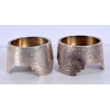 A PAIR OF 19TH CENTURY RUSSIAN SILVER SALTS. 61 grams. 5 cm x 3 cm.