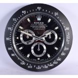 A ROLEX SHOP DISPLAY ADVERTISING WALL CLOCK. 33 cm diameter.