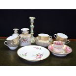 AN EARLY 19TH CENTURY SWANSEA PLATE together with scent bottles etc. (qty)