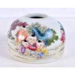 A Chinese porcelain brush pot 9 x 14 cm.