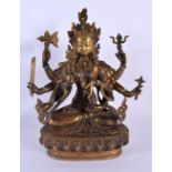 A CHINESE TIBETAN CORAL AND TURQUOISE INSET BRONZE BUDDHA 20th Century. 24 cm x 14 cm.