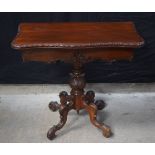 19th Century carved mahogany games table 75 x 83 x 81 cm