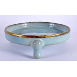 A CHINESE PALE BLUE GLAZED MONOCHROME CENSER 20th Century. 14 cm wide.