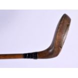 A FORGAN OF ST ANDREWS HEAVY HEADED LONG NOSE PUTTER with hickory shaft and large brass plate. 90 cm