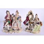 TWO GERMAN DRESDEN PORCELAIN FIGURES. Largest 20 cm x 20 cm. (2)