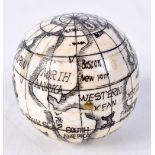 A BONE GLOBE COMPASS. 4cm diameter