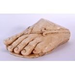 A GRAND TOUR COUNTRY HOUSE STYLE PLASTER FOOT After the Antiquity. 16 cm x 10 cm.