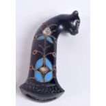 An Islamic hard stone Panther head dagger handle decorated with polished stone 15 cm.