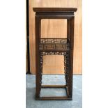 AN EARLY 20TH CENTURY CHINESE CARVED HARDWOOD STAND. 85 cm x 30 cm x 36 cm.