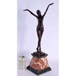 A CONTEMPORARY BRONZE FIGURE OF AN ART DECO DANCER. 53 cm high.