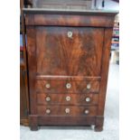 A 19th century 4 drawer Walnut veneered Escritoire with a marble top 141 x 95 cm