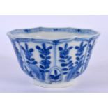 A 17TH/18TH CENTURY CHINESE BLUE AND WHITE PORCELAIN TEABOWL Kangxi/Yongzheng. 8 cm wide.