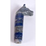 A Chinese carved Lapis Lazuli dog head dagger handle 9 cm.