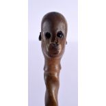 AN 18TH/19TH CENTURY EUROPEAN CARVED FOLK ART WOOD WALKING CANE with spiral twist shaft. 86 cm long.