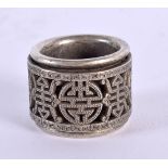 A CHINESE WHITE METAL ARCHERS RING 20th Century. 36 grams. 3 cm wide.