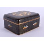 A LATE 19TH CENTURY CHINESE CLOISONNE ENAMEL CASKET Qing, decorated with a dragon. 9 cm x 7 cm.