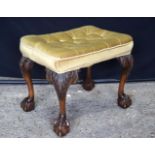 A GEORGE III STYLE STOOL possibly Irish. 56 cm x 38 cm x 42 cm.