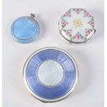 AN EDWARDIAN SILVER AND TWO TONE ENAMEL BOX together with two other similar boxes. 114 grams. Birmin