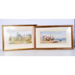 Framed watercolour of a cottage by Edward A Swan together with a watercolour of a fishing harbour 20