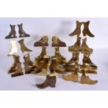 A COLLECTION OF VINTAGE FOLK ART BRASS SHOP DISPLAY SHOES. Largest 12 cm x 18 cm. (qty)|