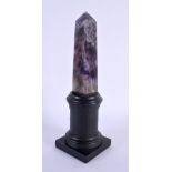 AN AMETHYST OBELISK. 22 cm high.