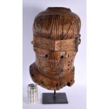 A LARGE EARLY 20TH CENTURY AFRICAN CARVED WOOD TRIBAL MASK with incised features. 40 cm x 24 cm.