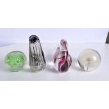 A collection of Bird art glass together with two paperweights largest 14.5 x 22 cm (4)
