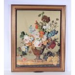 Ann Vallayer Costor 1744-1818 Silk embroidery study of flowers 63 x 49 cm .