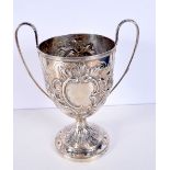 A LARGE EARLY 19TH CENTURY TWIN HANDLED SILVER TROPHY. 449 grams. London 1803. 449 grams. 23.5 cm x