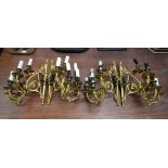 FOUR COUNTRY HOUSE BRONZE WALL SCONCES. 37 cm x 18 cm. (4)