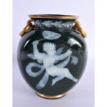 19th century George Jones pate sur pate vase by Frederick Schenck, signed decorated with a winged se