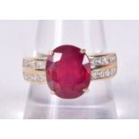 A 9CT GOLD GEM SET RING. Stamped 9K, Size Q/R, weight 4.5g