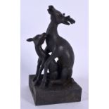A CHINESE BRONZE TWIN DEER SEAL 20th Century. 12 cm x 5 cm.