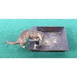 A 19th Century cold painted bronze otter pin dish the interior depicts a salmon leaping 22 x 13 cm.