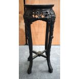 A 19TH CENTURY CHINESE MARBLE INSET HARDWOOD STAND. 77 cm x 37 cm.