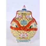 A Chinese porcelain Famille Jeune wall pocket decorated with foliage 19 x 15 cm .